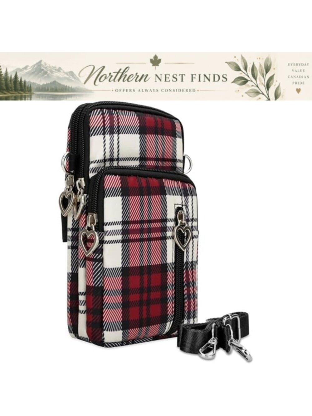 Nylon Crossbody Phone Purse Wallet Bag with Adjustable Strap for Women